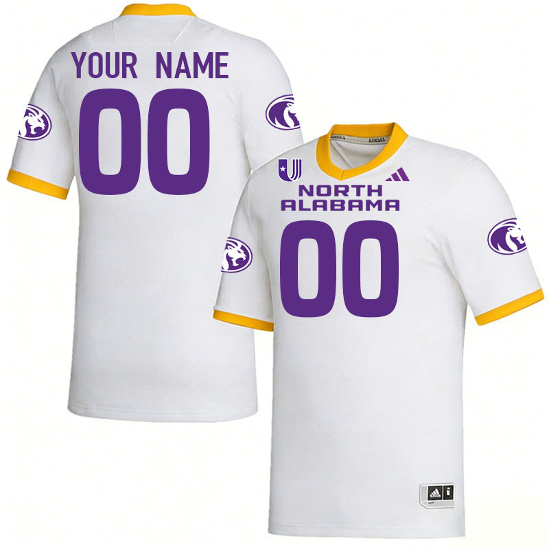 Custom North Alabama Lions Name And Number Football Jerseys-White